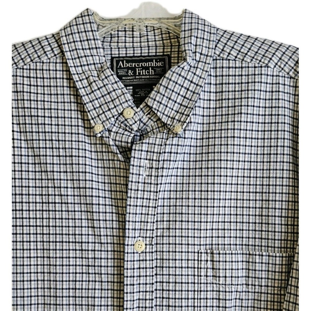 VTG Classic Abercrombie & Fitch Button Down Shirt Mens XL Blue White Grid Preppy